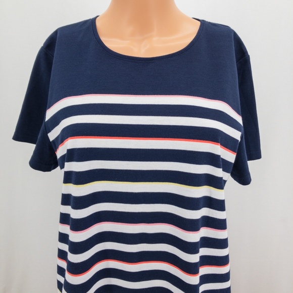 Croft & Barrow Short Sleeve Classic Tee Womens Size XL Navy Stripes EUC - Picture 2 of 10